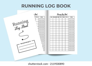 Running notebook interior. Daily exercise tracker log book template. Running notebook template. Journal interior. Exercise planner template. Daily running log book interior.