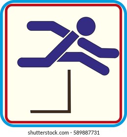 Running with obstacles. icon. vector