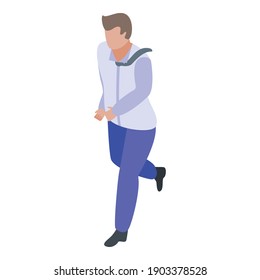 Icono de administrador de oficina en ejecución. Isometric del icono vectorial del gestor de la oficina en ejecución para el diseño web aislado en fondo blanco