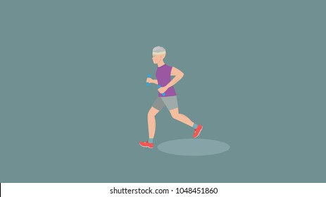 Running old man. Healthcare and lifestyle. 