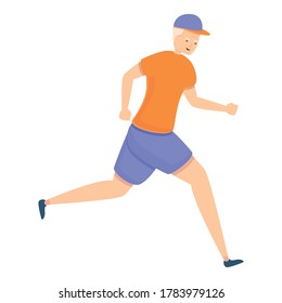 Icono del viejo. Caricatura del icono del vector del hombre viejo en ejecución para el diseño web aislado en fondo blanco