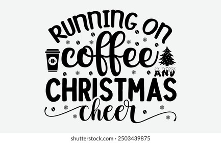 Running on coffee and Christmas cheer - Featuring a girl with flying pink paper hearts, symbolizing love on a pristine white background. Suitable for greeting cards, mugs, and various templates.