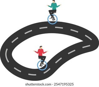 Running on a looping dead end road . BUsiness dead end vector illustration

