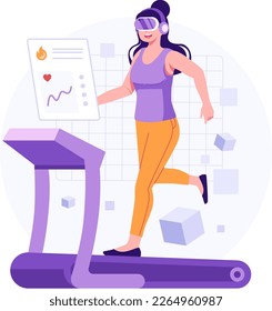 Running on meta verse flat illustration