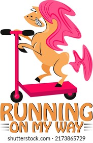 RUNNING ON MY WAY Baby Funny t shirt and mug design vector illustration 