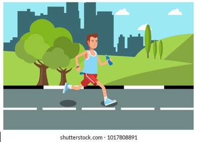 running on the road, vector illustration