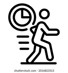 Running on time icon. Outline running on time vector icon for web design isolated on white background