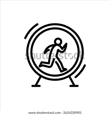 running on wheel outline icon. figure workout line art illustration.