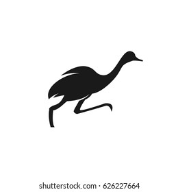 Running ostrich icon. Vector logo illustration isolated sign symbol