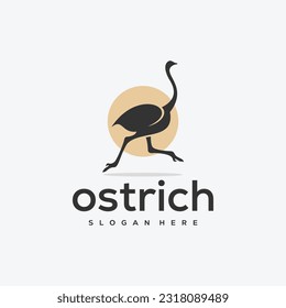 Running ostrich silhouette logo on circle background