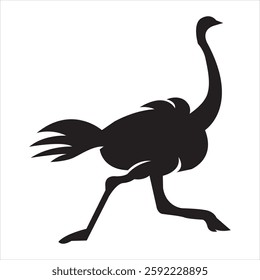 Running ostrich silhouette vector flat illustration design