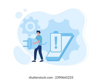 running out of mobile phone resources trending concept flat illustration