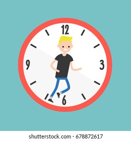 Running out of time conceptual illustration. Deadline. Flat editable vector illustration, clip art