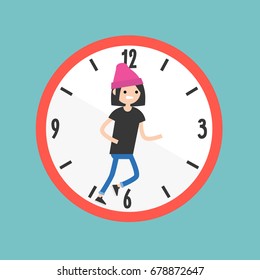 Running out of time conceptual illustration. Deadline. Flat editable vector illustration, clip art