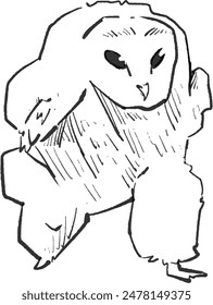 running owl sketchy hand drawn illustration vector. eps