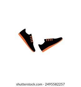 Running pair of sneakers, movement in two sport shoes. Vector illustration.