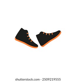 Running pair of sneakers, movement in two sport shoes. Vector illustration.