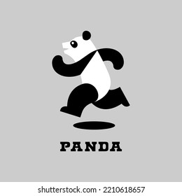 running panda, flat icon vector illustration