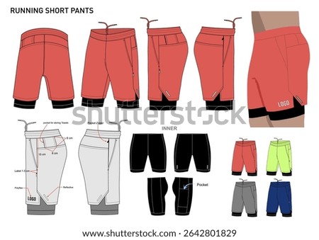 RUNNING PANTS WITH COMPRESSION DESIGN MOCKUP WITH COMBO COLOR AND DESCRIPTION