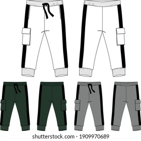Running pants Front and back view pattern template for design