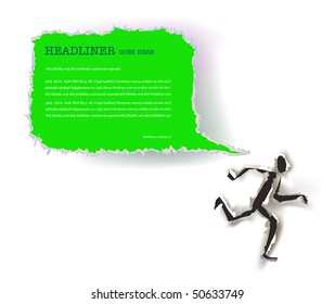 running paper ripped man