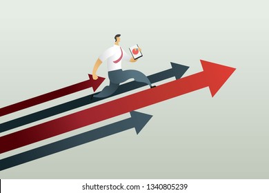 Running to path to achieve a target, business concept Vector illustration
