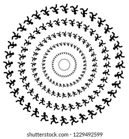 A lot of running people