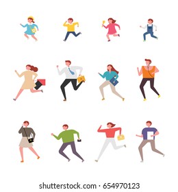 running people character vector illustration flat design