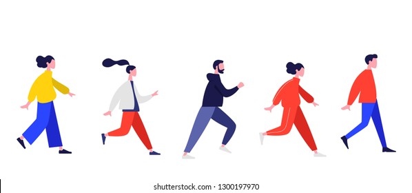 Running people characters vector illustration flat design.