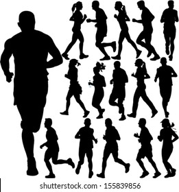 running people collection - vector