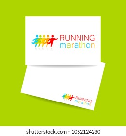 Running people. Group of runners. Marathon logo. Running marathon concept, sport activities, triathlon vector line icon.