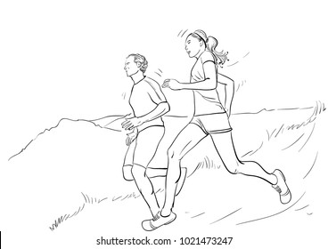 running people line drawing