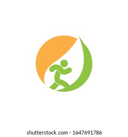 Plantilla vectorial del logotipo de personas en ejecución