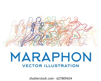 Running People. Marathon Concept. Vector Illustration.