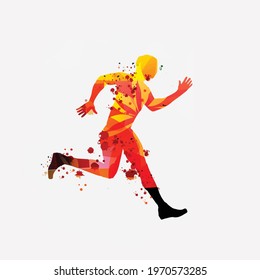 Running people, marathon race poster vector illustration. Jogging active people, fitness training, sport training design for banner, event promo material, flyer