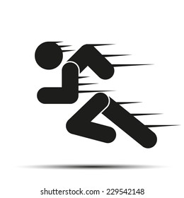 Running people in motion. Simple symbol of run isolated on a white background. Vector Illustration.