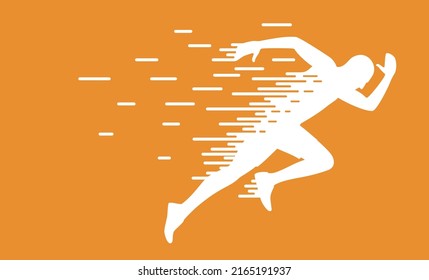 Running people in motion, vector illustration