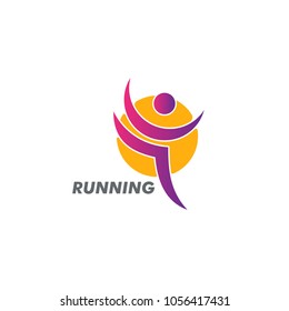 running people pose vector logo