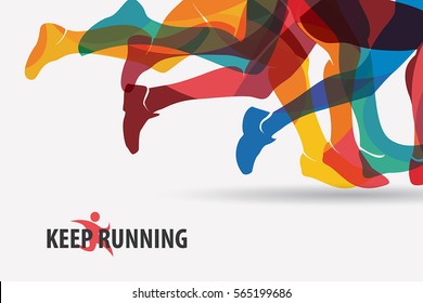 running people set of silhouettes, sport and activity  background - Shutterstock ID 565199686