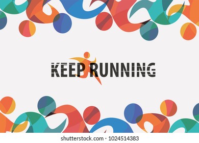 running people set of stylized icons and silhouettes, sport and activity  background