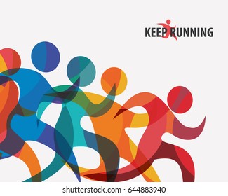 running people set of stylized icons and silhouettes, sport and activity  background