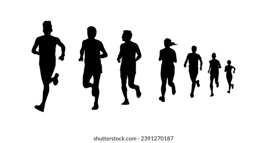 running people silhouette collection, jogging illustration