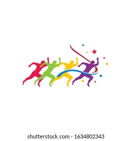 Running people silhouette illustration vector template
