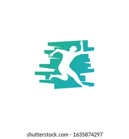 Running people silhouette illustration vector template
