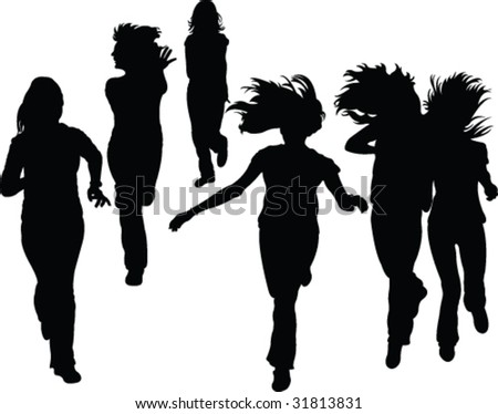 running people silhouette - vector
