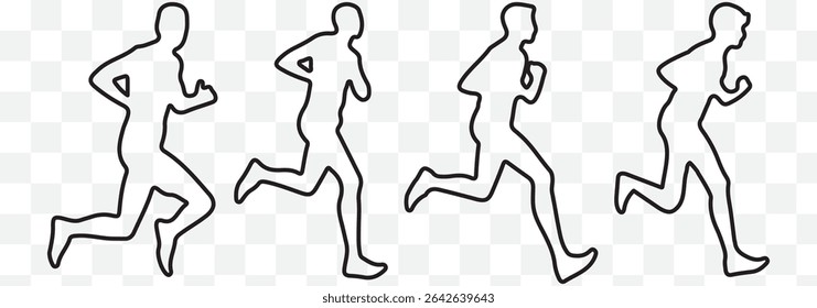 Running people silhouettes eps 10