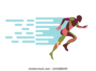 running people silhouettes, sport and activity background