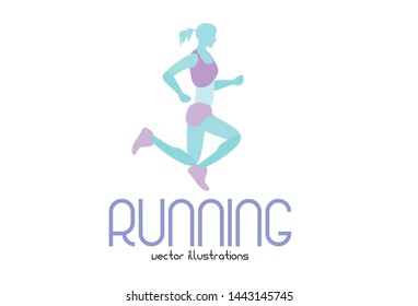 Colorful Silhouette Running Girl Vector Illustration Stock Vector ...