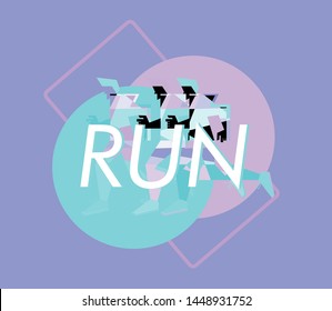 running people silhouettes, sport and activity background