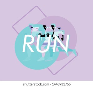 running people silhouettes, sport and activity background